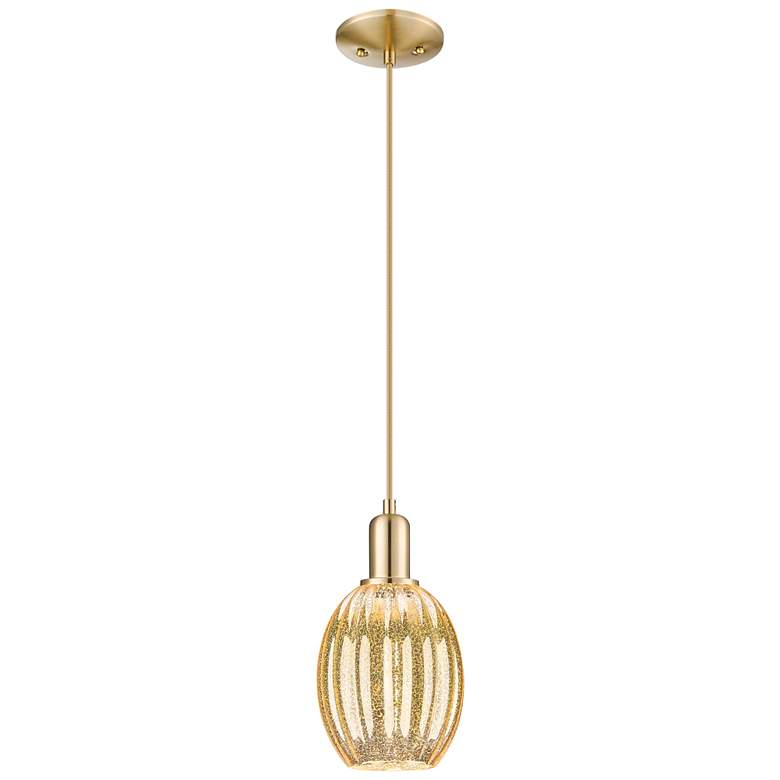 Image 1 Downtown Preston 6"W Cord Bronze Mini Pendant w/ Mercury Bell Shade