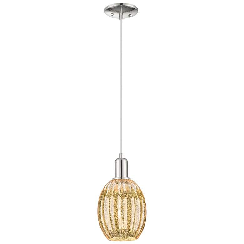 Image 1 Downtown Preston 6"W Cord Nickel Mini Pendant w/ Mercury Bell Shade