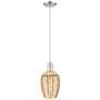 1_Downtown Preston 6"W Cord Satin Nickel Pendant w/ Mercury Flute Shade