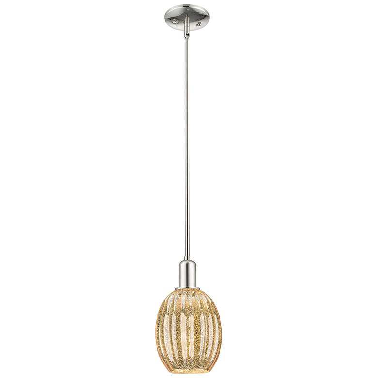 Image 1 Downtown Preston 6"W Nickel Mini Pendant w/ Mercury Bell Shade