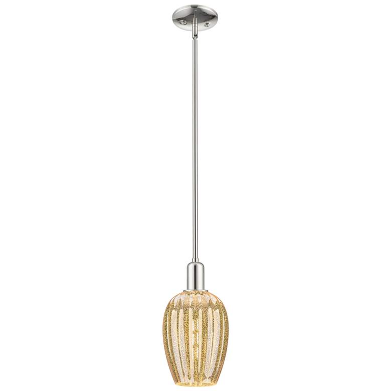 Image 1 Downtown Preston 6"W Nickel Mini Pendant w/ Mercury Flute Shade