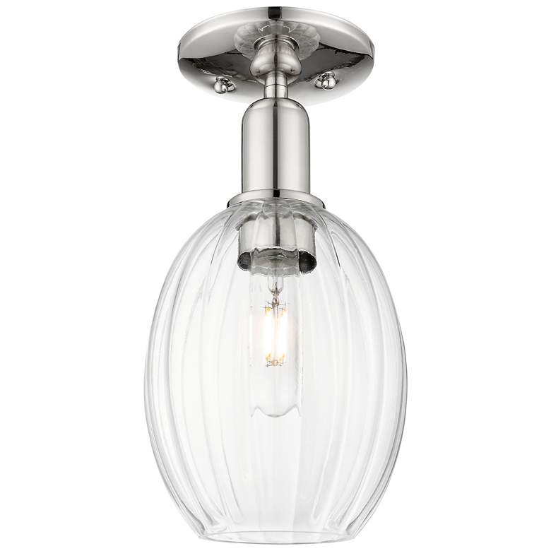 Image 1 Downtown Preston 6"W Nickel Semi Flush Mount w/ Clear Bulb Shade