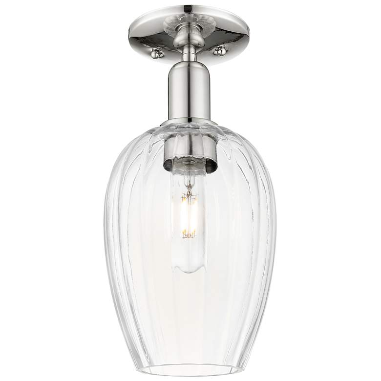 Image 1 Downtown Preston 6"W Nickel Semi Flush Mount w/ Clear Flute Shade