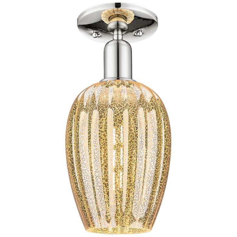 Image 1 Downtown Preston 6"W Nickel Semi Flush Mount w/ Mercury Flute Shade