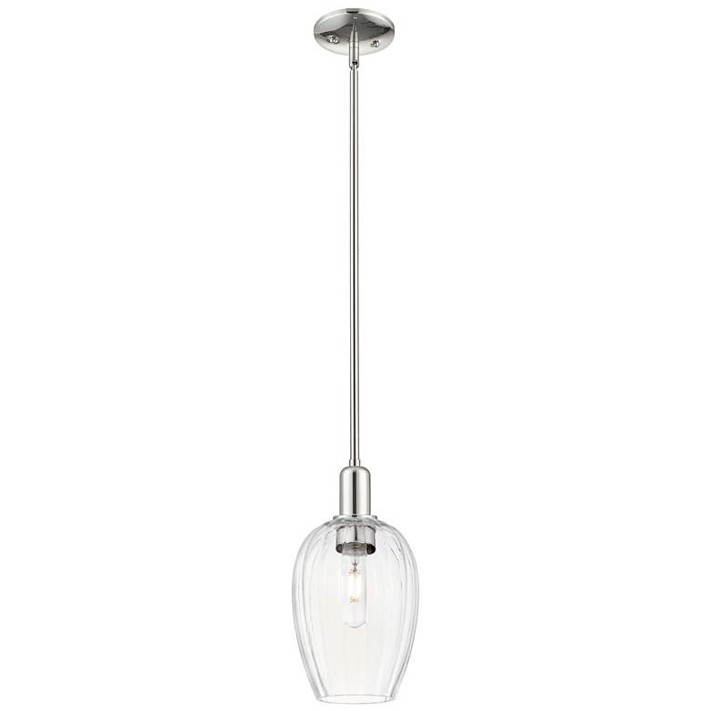 Image 1 Downtown Preston 6"W Polished Nickel Mini Pendant w/ Clear Flute Shade