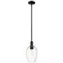 1_Downtown Preston 6"W Stem Black Mini Pendant w/ Clear Flute Shade