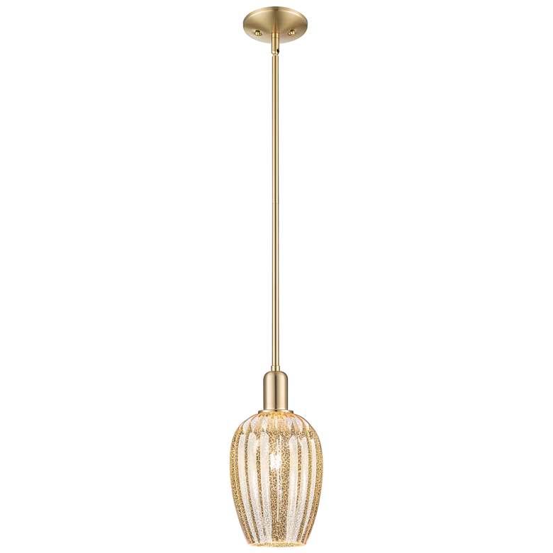 Image 1 Downtown Preston 6"W Stem Bronze Mini Pendant w/ Mercury Flute Shade