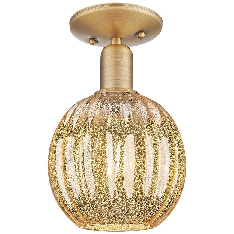 Image 1 Downtown Preston 7"W Brass Semi Flush Mount w/ Mercury Globe Shade