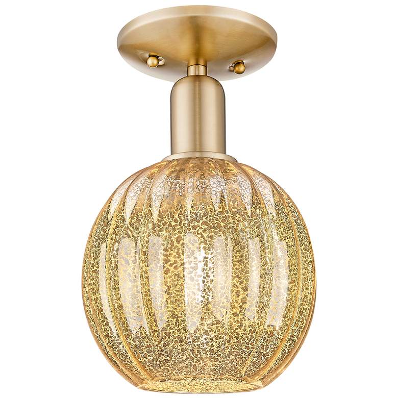 Image 1 Downtown Preston 7"W Bronze Semi Flush Mount w/ Mercury Globe Shade