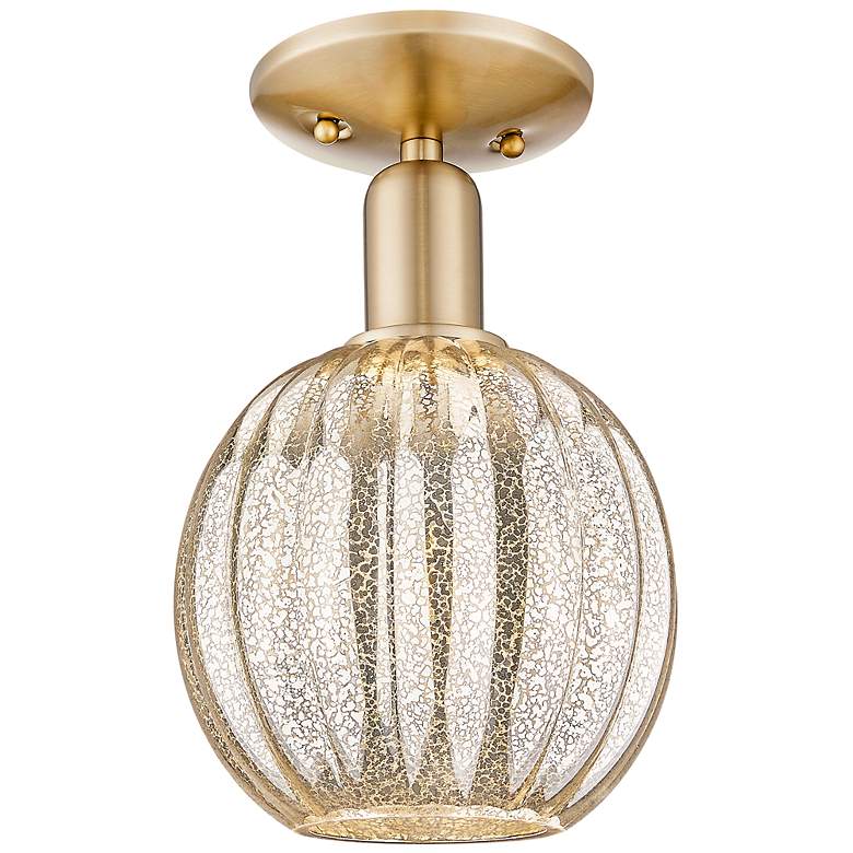 Image 2 Downtown Preston 7"W Bronze Semi Flush Mount w/ Mercury Globe Shade more views