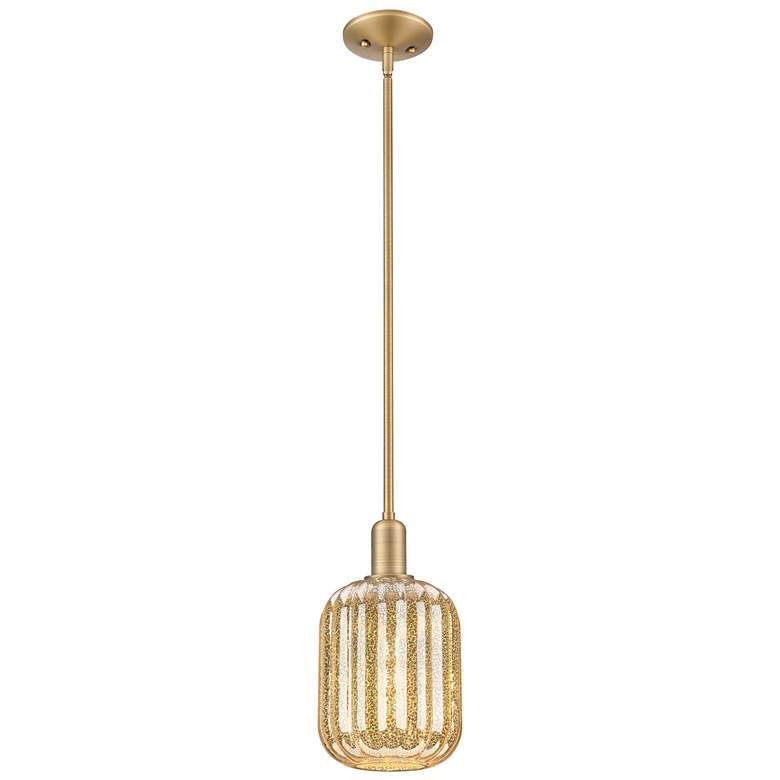 Image 1 Downtown Preston 7"W Brushed Brass Mini Pendant w/ Mercury Jar Shade
