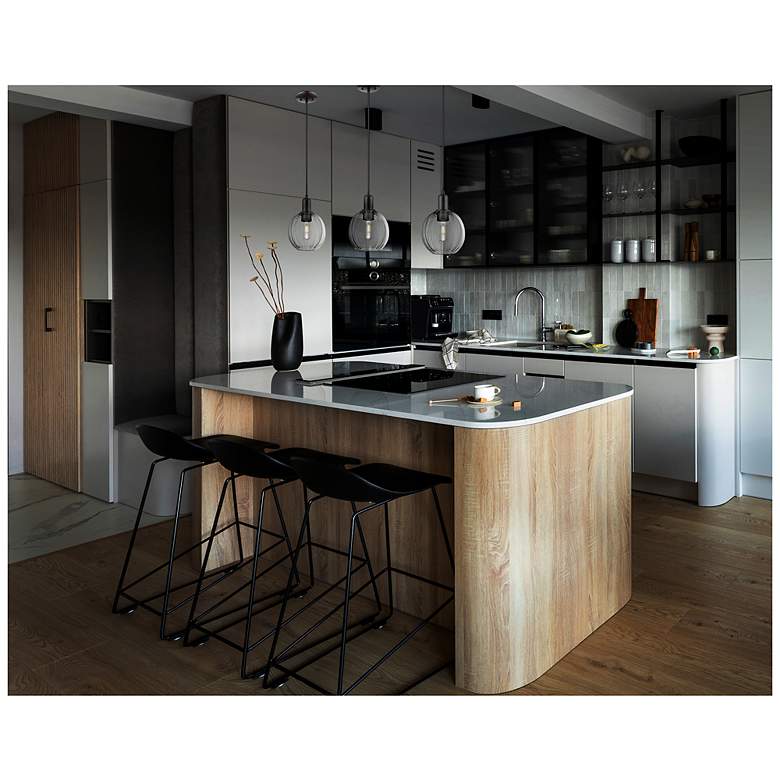 Image 2 Downtown Preston 7"W Cord Black Mini Pendant w/ Clear Globe Shade more views