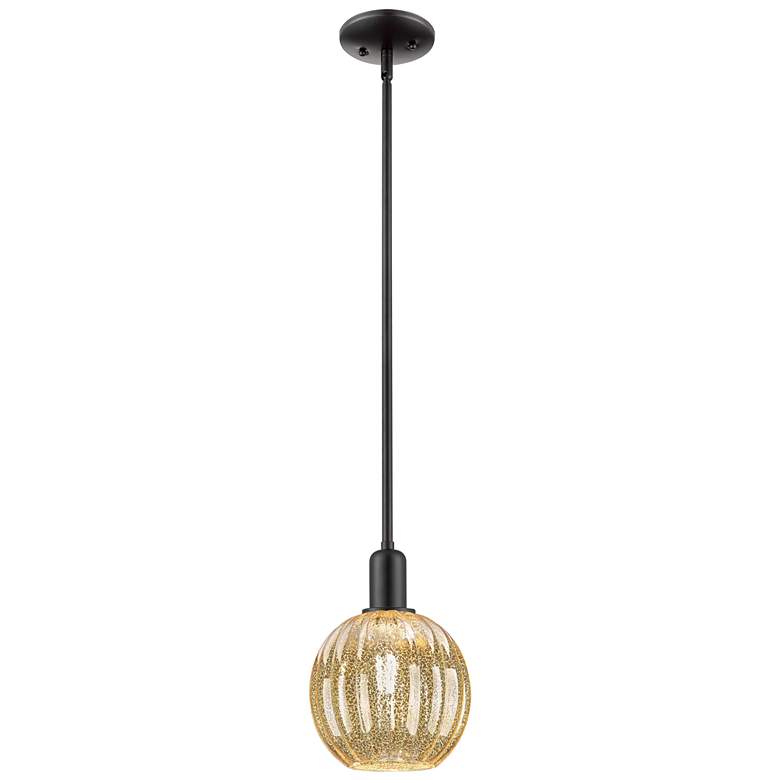 Image 1 Downtown Preston 7"W Cord Black Mini Pendant w/ Mercury Globe Shade