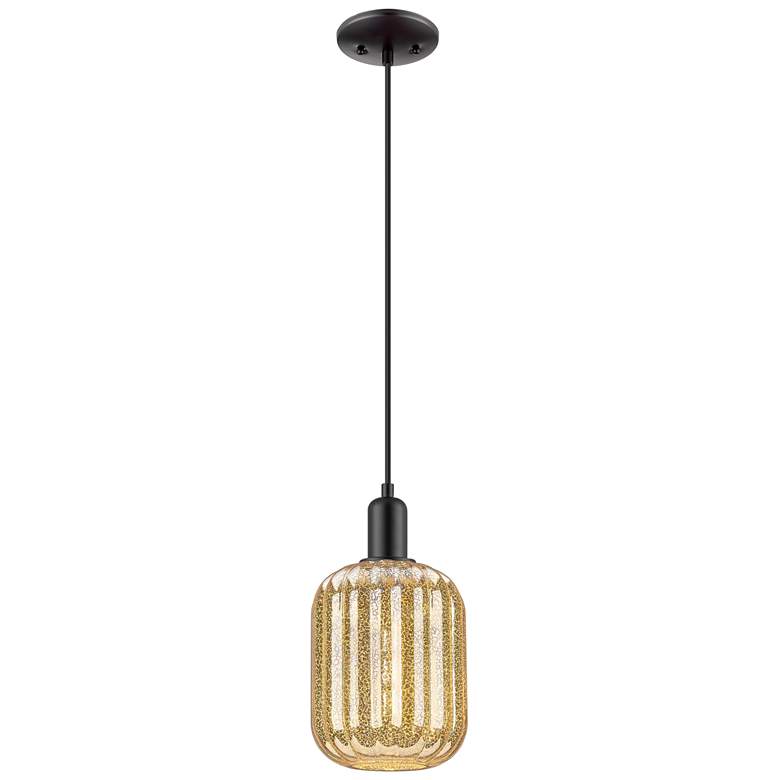 Image 1 Downtown Preston 7"W Cord Black Mini Pendant w/ Mercury Jar Shade