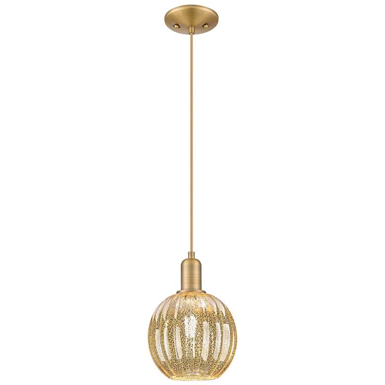 Image 1 Downtown Preston 7"W Cord Brass Mini Pendant w/ Mercury Globe Shade