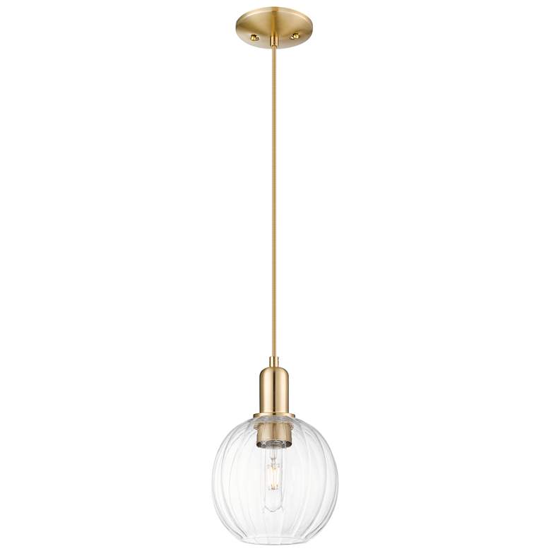 Image 1 Downtown Preston 7"W Cord Bronze Mini Pendant w/ Clear Globe Shade