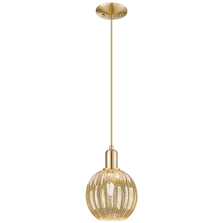 Image 1 Downtown Preston 7"W Cord Bronze Mini Pendant w/ Mercury Globe Shade