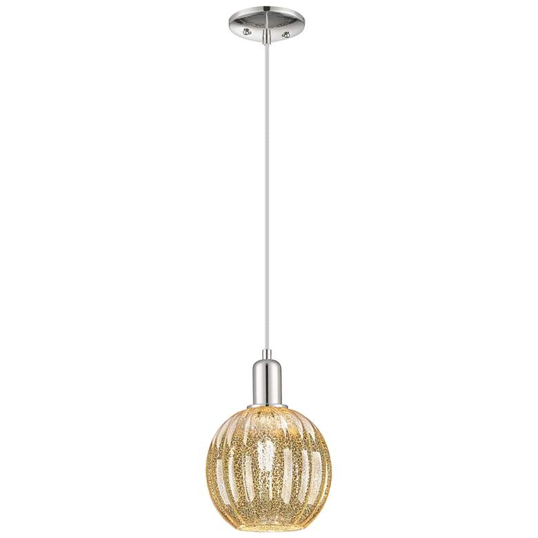 Image 1 Downtown Preston 7"W Cord Nickel Mini Pendant w/ Mercury Globe Shade