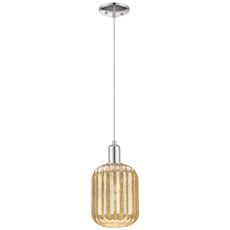 Image 1 Downtown Preston 7"W Cord Nickel Mini Pendant w/ Mercury Jar Shade