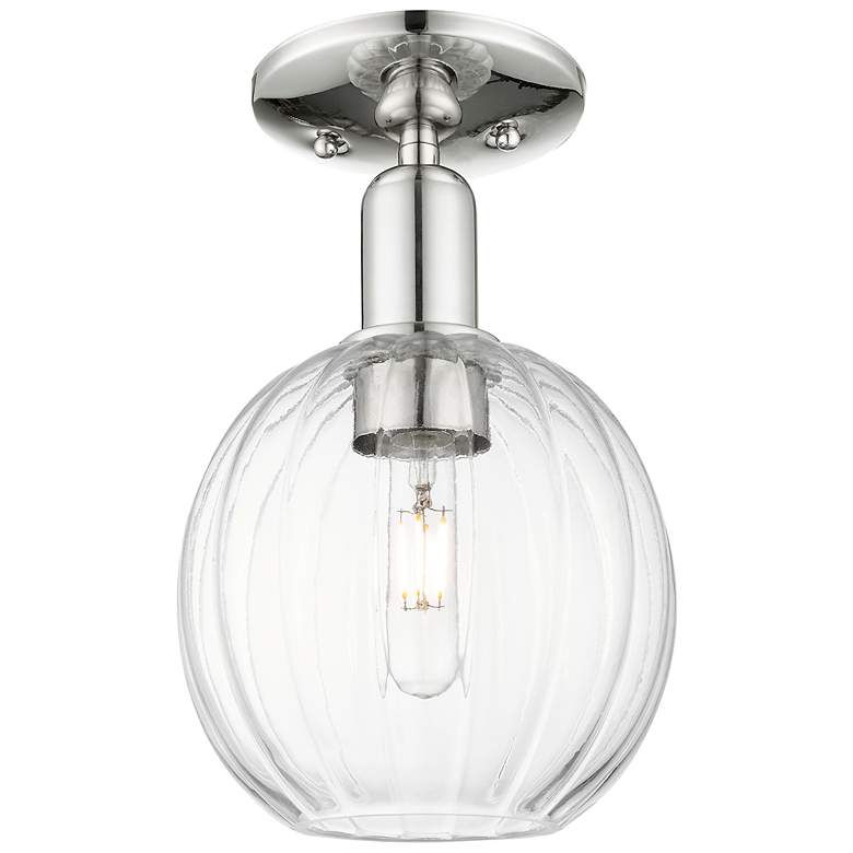 Image 1 Downtown Preston 7"W Nickel Semi Flush Mount w/ Clear Globe Shade