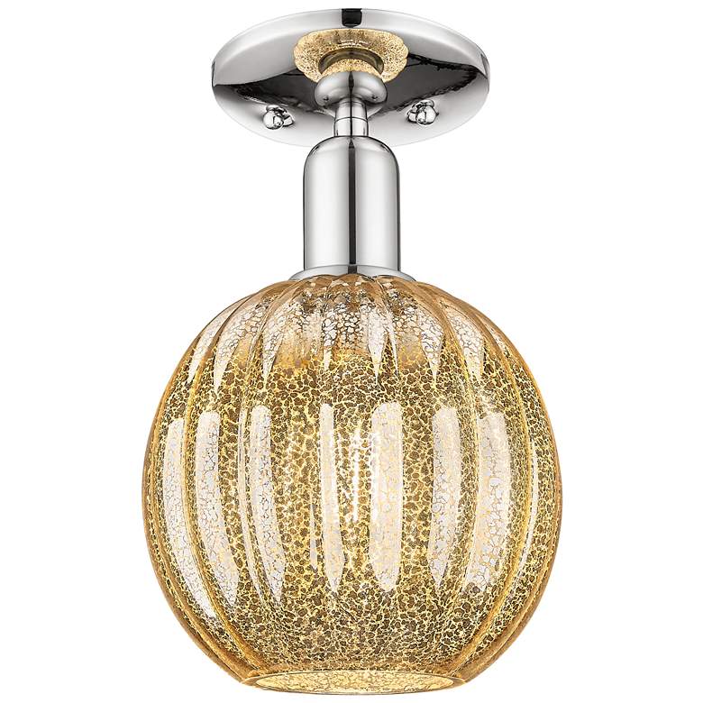 Image 1 Downtown Preston 7"W Nickel Semi Flush Mount w/ Mercury Globe Shade