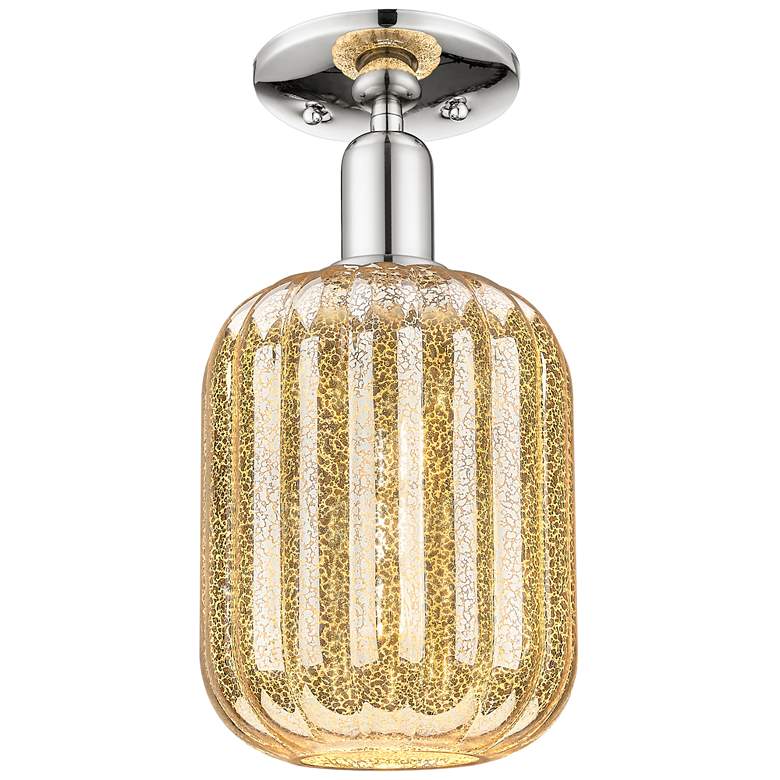 Image 1 Downtown Preston 7"W Nickel Semi Flush Mount w/ Mercury Jar Shade