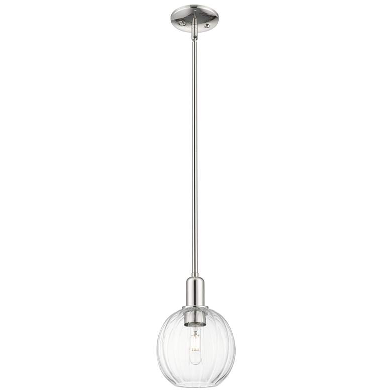 Image 1 Downtown Preston 7"W Polished Nickel Mini Pendant w/ Clear Globe Shade