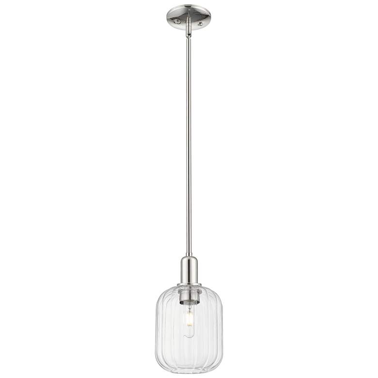Image 1 Downtown Preston 7"W Polished Nickel Mini Pendant w/ Clear Jar Shade