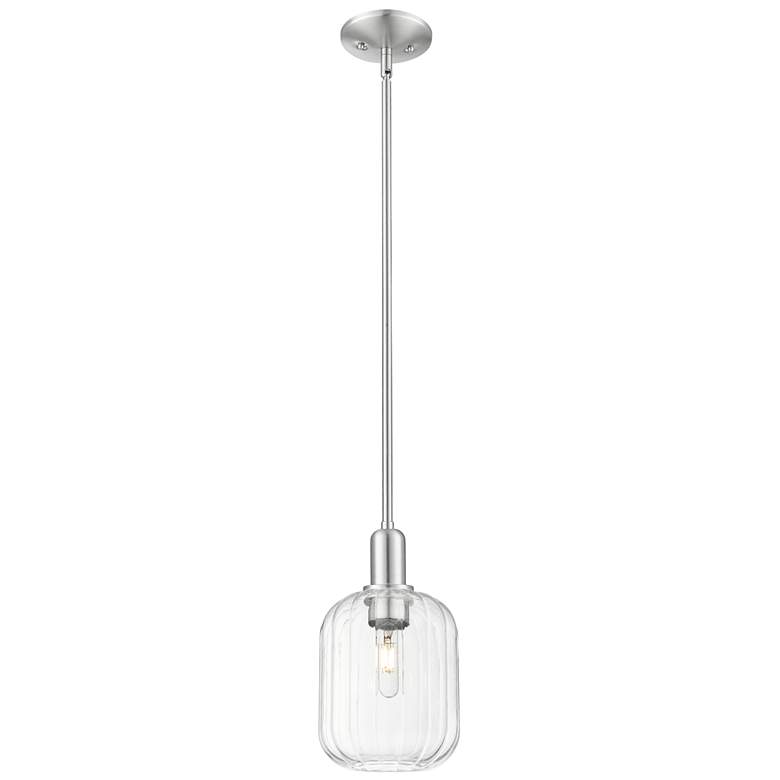 Image 1 Downtown Preston 7"W Satin Nickel Mini Pendant w/ Clear Jar Shade
