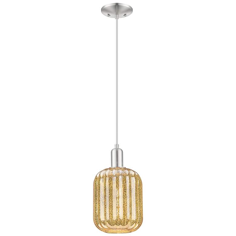Image 1 Downtown Preston 7"W Satin Nickel Mini Pendant w/ Mercury Jar Shade