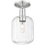 Downtown Preston 7"W Satin Nickel Semi Flush Mount w/ Clear Jar Shade