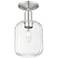Downtown Preston 7"W Satin Nickel Semi Flush Mount w/ Clear Jar Shade
