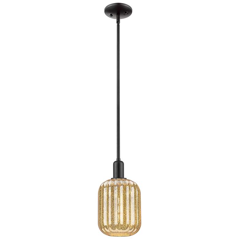 Image 1 Downtown Preston 7"W Stem Black Mini Pendant w/ Mercury Jar Shade