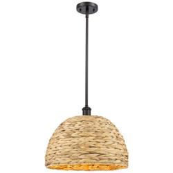 Downtown Urban 15 3/4" Bronze and Rattan Pendant Light