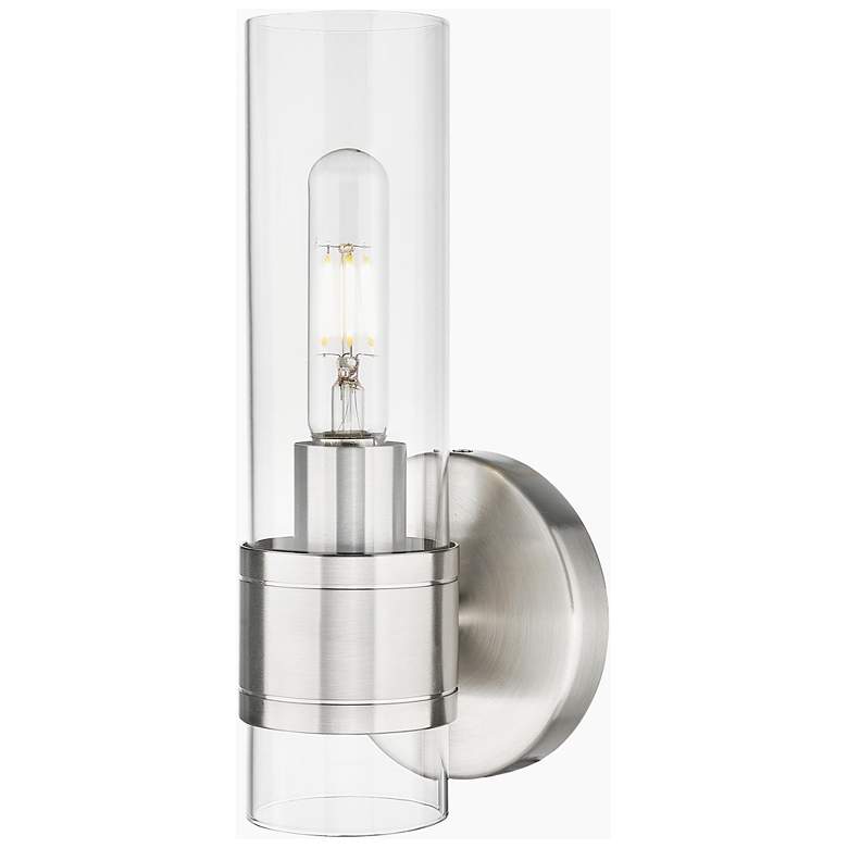 Image 1 Downtown Urban Arden 11 "H Satin Nickel Wall Sconce With Clear Shade