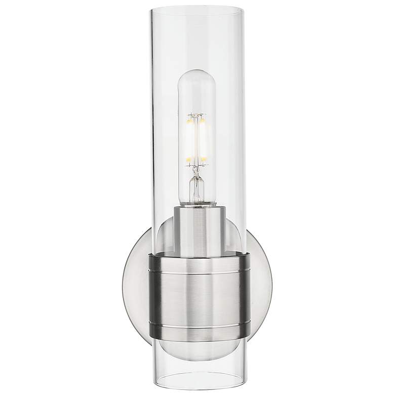 Image 2 Downtown Urban Arden 11 "H Satin Nickel Wall Sconce With Clear Shade more views