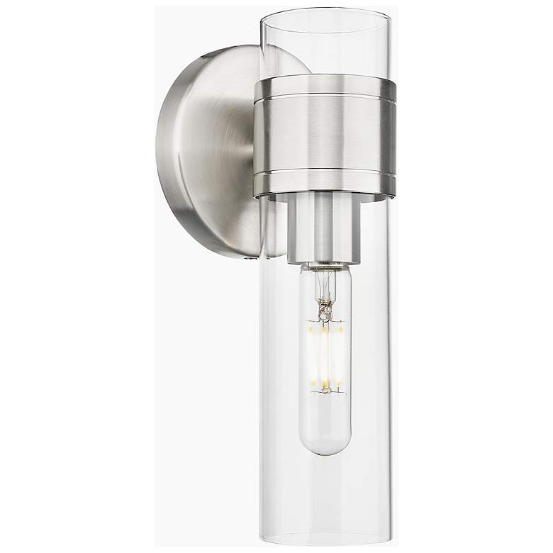 Image 3 Downtown Urban Arden 11 "H Satin Nickel Wall Sconce With Clear Shade more views