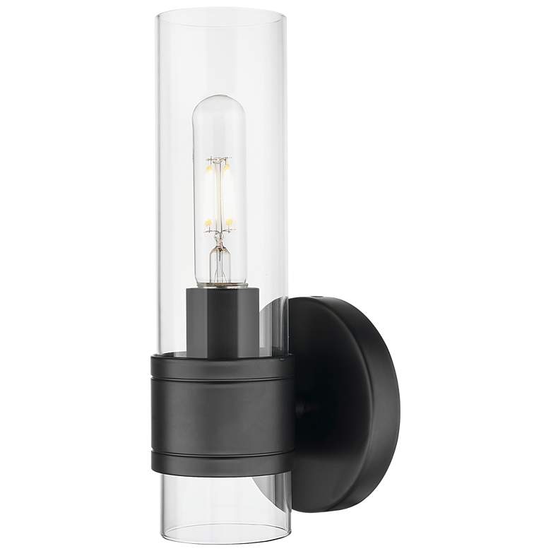 Image 1 Downtown Urban Arden 11" High Matte Black Wall Sconce With Clear Shade