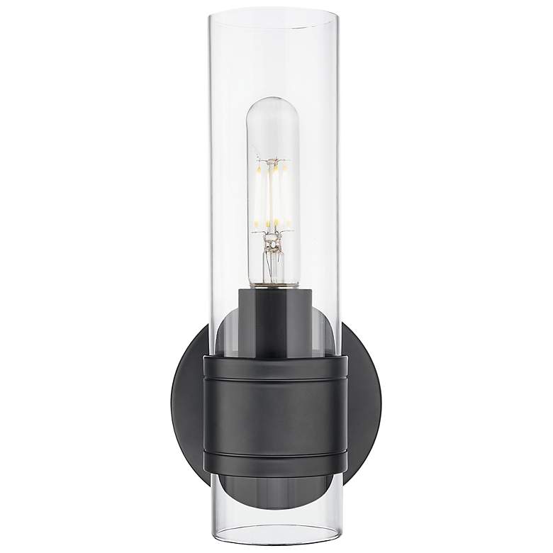 Image 2 Downtown Urban Arden 11" High Matte Black Wall Sconce With Clear Shade more views