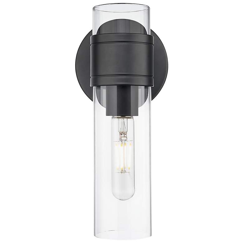 Image 4 Downtown Urban Arden 11" High Matte Black Wall Sconce With Clear Shade more views