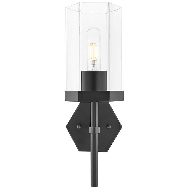 Image 2 Downtown Urban Blakeley 15 "H Matte Black Wall Sconce With Clear Shade more views