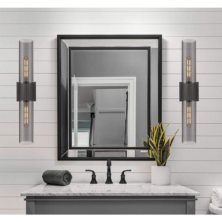 Image 3 Downtown Urban Bolivar 24"H Matte Black 2-Light Wall Sconce more views