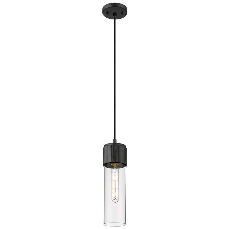 Image 1 Downtown Urban Bolivar 5 "W Cord Matte Black Pendant With Clear Shade