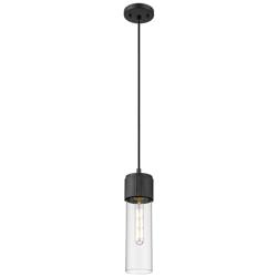 Downtown Urban Bolivar 5  "W Cord Matte Black Pendant With Clear Shade