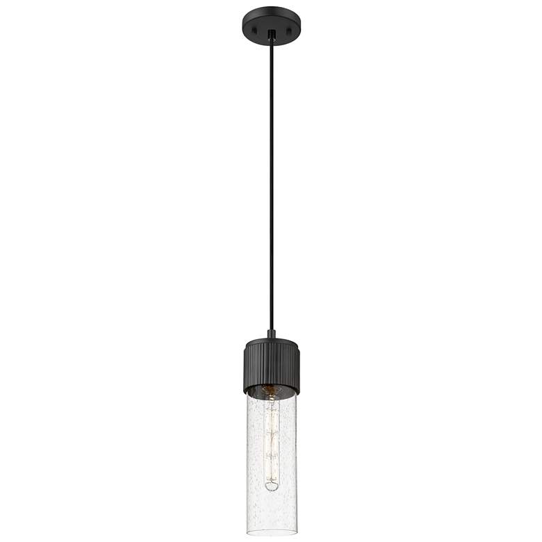Image 1 Downtown Urban Bolivar 5 "W Cord Matte Black Pendant With Seedy Shade