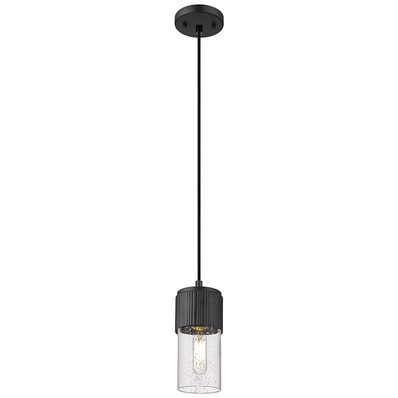 Image 1 Downtown Urban Bolivar 5 "W Cord Matte Black Pendant With Seedy Shade
