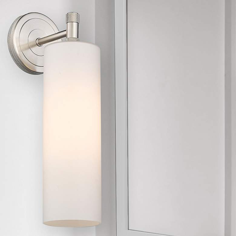 Image 1 Downtown Urban Crown Point 15 1/2"H Satin Nickel Wall Sconce