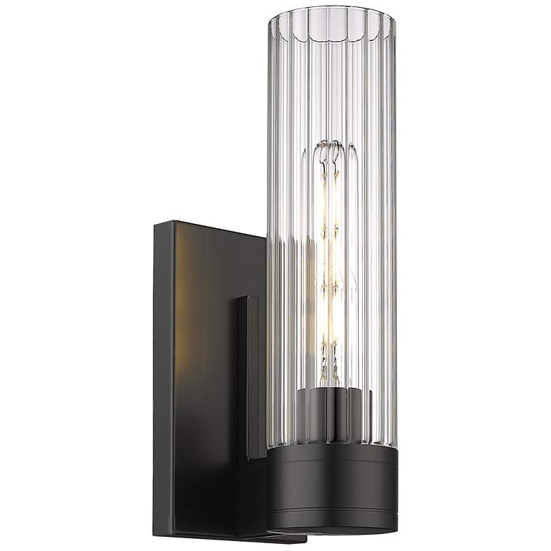Image 1 Downtown Urban Empire 12 3/4" High Matte Black Wall Sconce