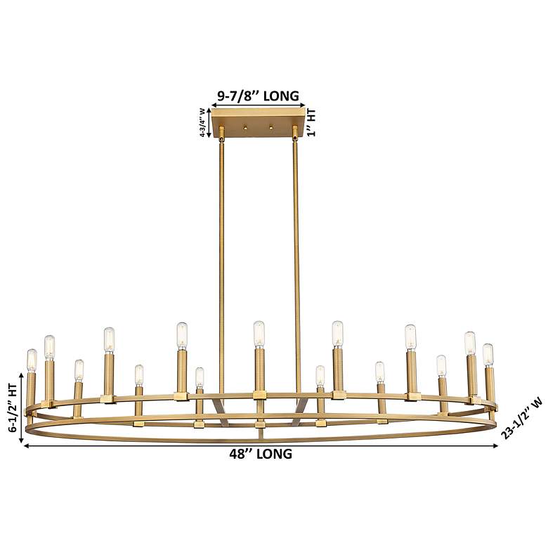 Image 2 Downtown Urban Lexington 48 "W 16 Light Stem Brushed Brass Chandelier more views