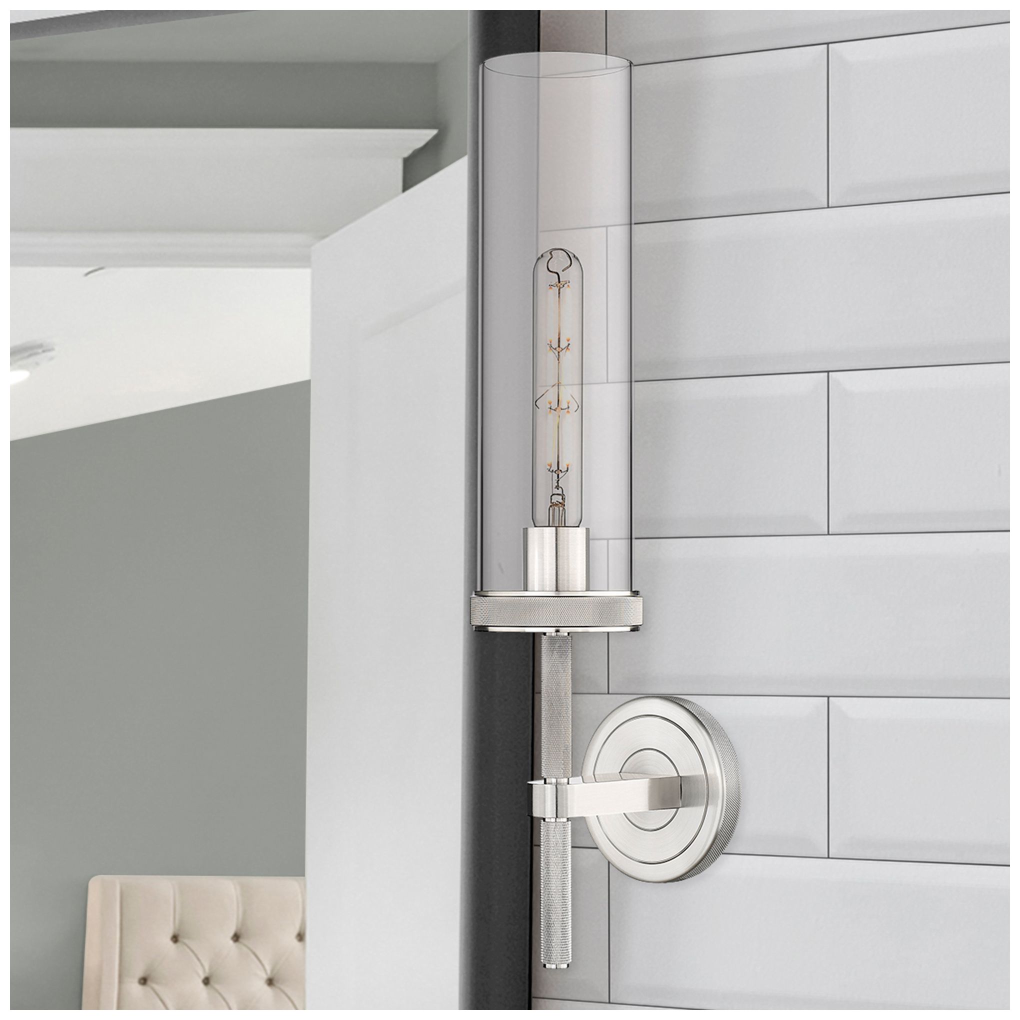 Image 2 Downtown Urban Lincoln 20 3/4" High Satin Nickel Wall Sconce more views
